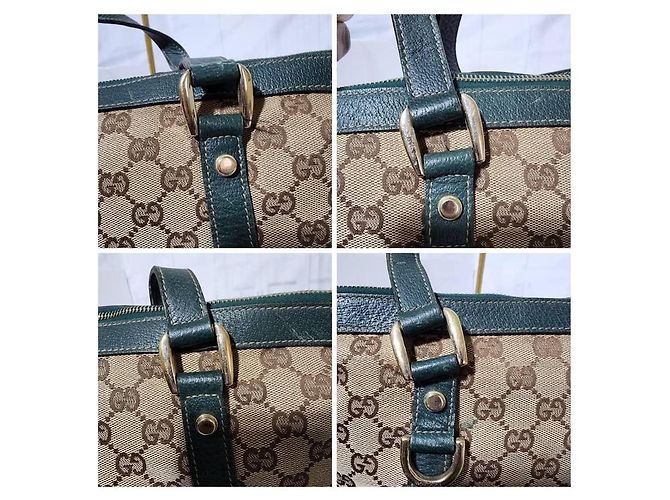 Borsa a spalla Gucci GG Canvas Abbey Beige/Verde - vista 8
