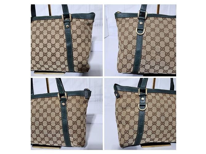 Borsa a spalla Gucci GG Canvas Abbey Beige/Verde - vista 9