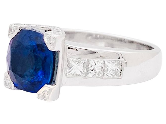 inconnue Ring aus Weißgold, Saphir, Diamanten. - Ansicht 2