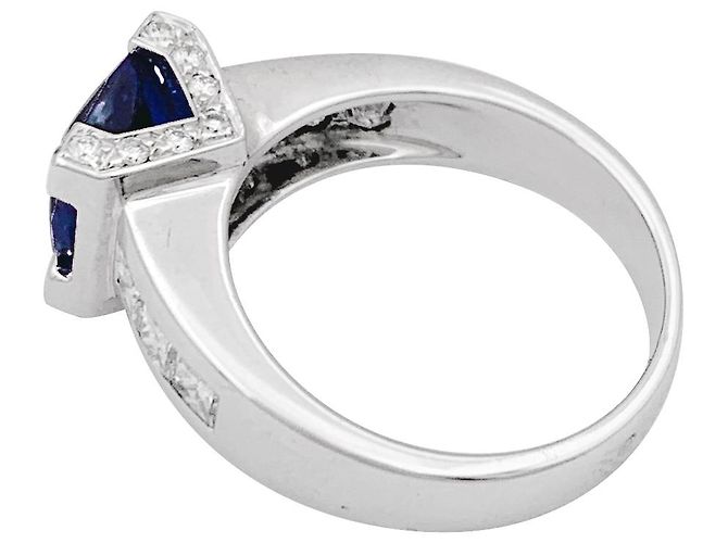 inconnue Ring aus Weißgold, Saphir, Diamanten. - Ansicht 3