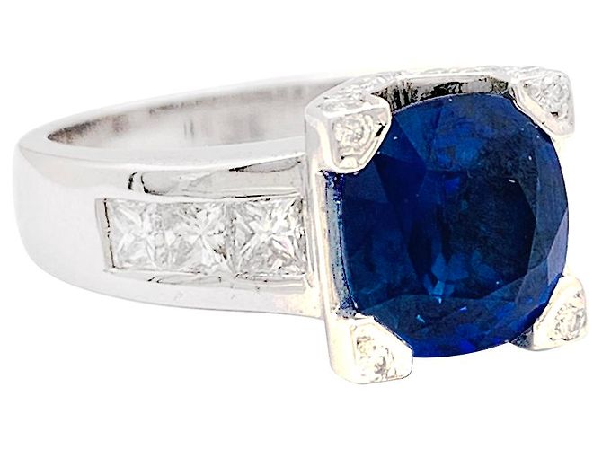inconnue Ring aus Weißgold, Saphir, Diamanten. - Ansicht 4