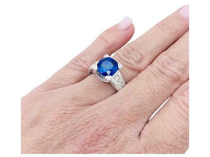 inconnue Ring aus Weißgold, Saphir, Diamanten. - Ansicht 5