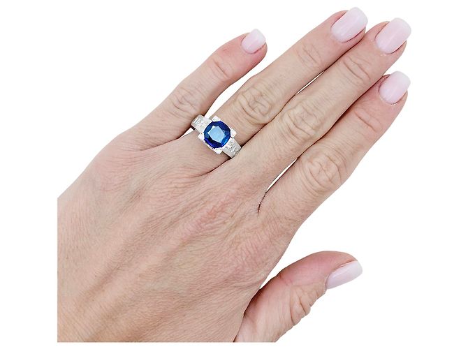 inconnue Ring aus Weißgold, Saphir, Diamanten. - Ansicht 6