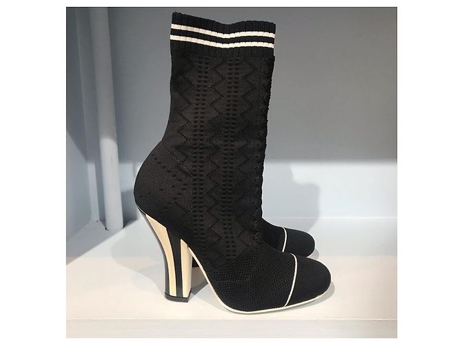 FENDI Stiefeletten T.EU 38 Stoff Schwarz - Ansicht 5