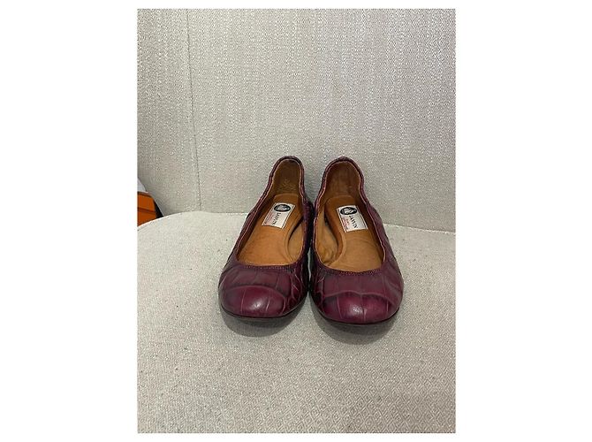 Bailarinas LANVIN T.EU 36 Cuero Burdeos - vista 2