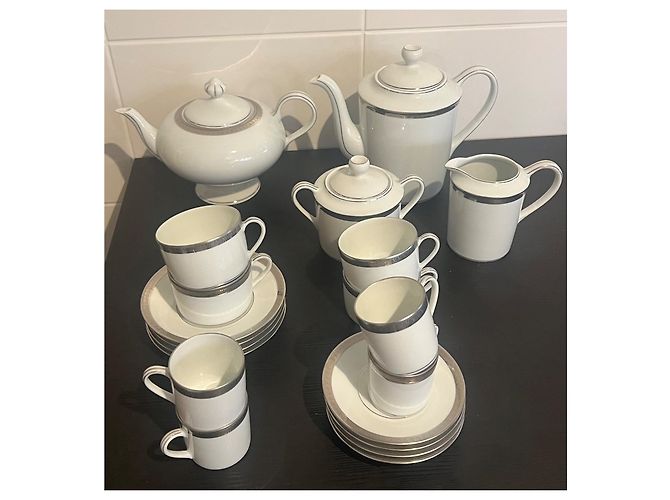 Autre Marque Servizio tè e caffè Bernardaud Vercors 20 pezzi porcellana bianca platino Bianco - vista 2