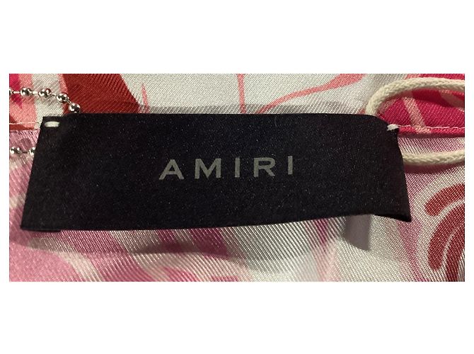 Amiri Kurzarmhemd mit nacktem Mädchen aus rosa Seide - Ansicht 11