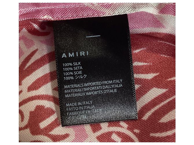 Amiri Kurzarmhemd mit nacktem Mädchen aus rosa Seide - Ansicht 12