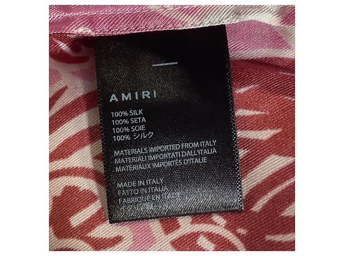 Amiri Kurzarmhemd mit nacktem Mädchen aus rosa Seide - Ansicht 6