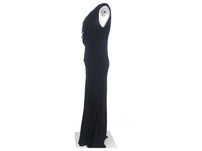 Stella Mc Cartney Vestido maxi de viscosa negra con detalles de cadena Stella McCartney Negro - vista 2