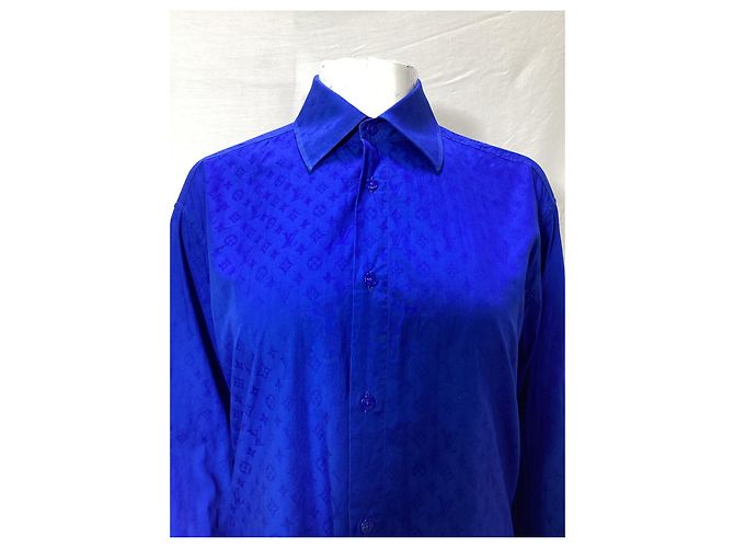 Camicia a maniche lunghe Monogram Louis Vuitton in cotone blu - vista 4