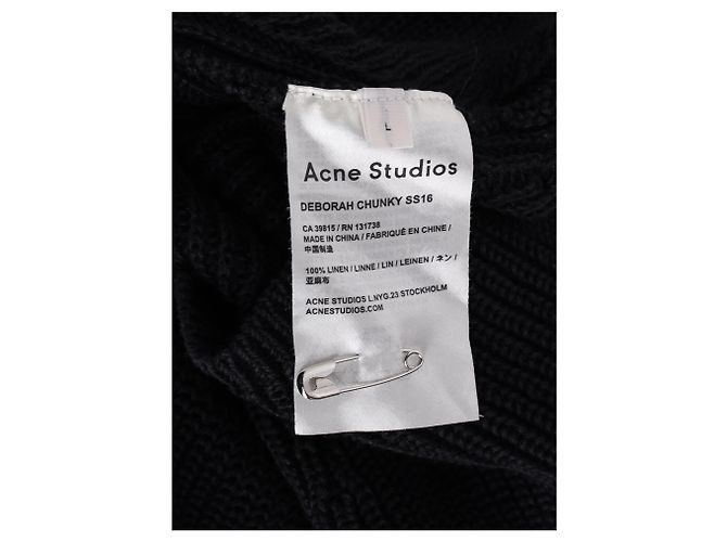 Suéter de malha com decote redondo em linho preto da Acne Studios - vista 10