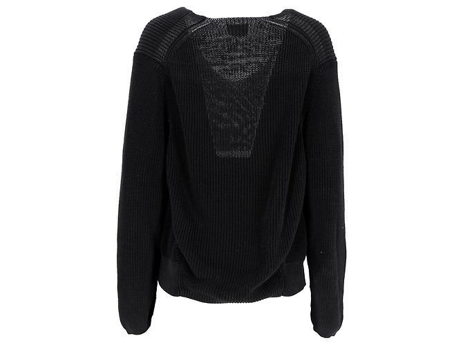 Suéter de malha com decote redondo em linho preto da Acne Studios - vista 3