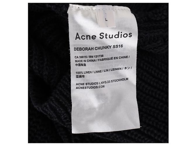 Suéter de malha com decote redondo em linho preto da Acne Studios - vista 5
