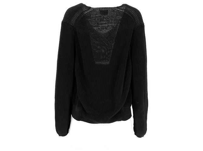 Suéter de malha com decote redondo em linho preto da Acne Studios - vista 8