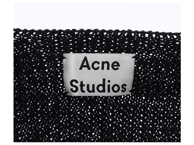 Suéter de malha com decote redondo em linho preto da Acne Studios - vista 9