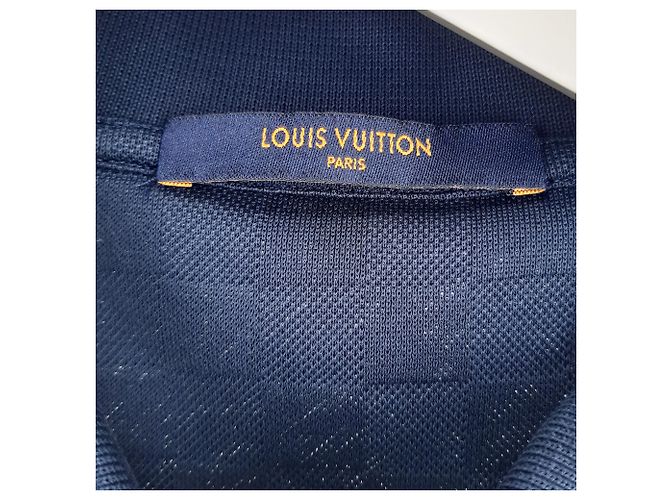 Polo classico Damier Pique Louis Vuitton in cotone blu navy - vista 3
