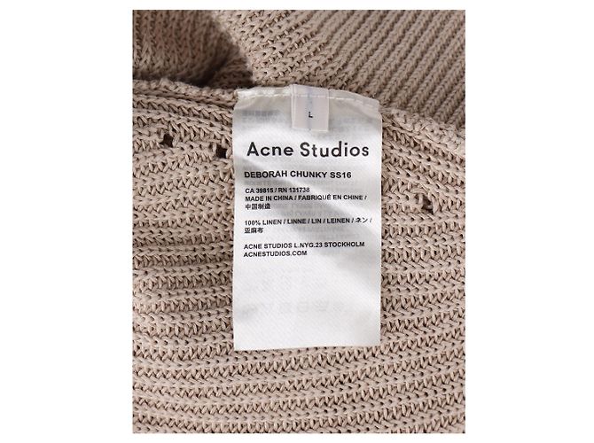 Suéter de linha marrom com decote redondo da Acne Studios - vista 10