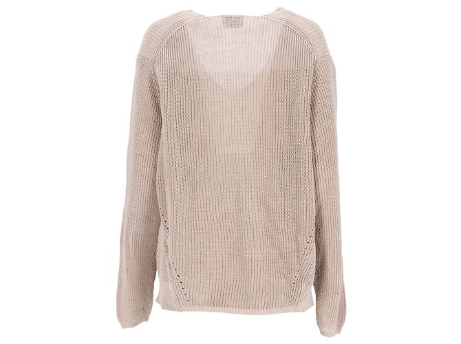 Suéter de linha marrom com decote redondo da Acne Studios - vista 3