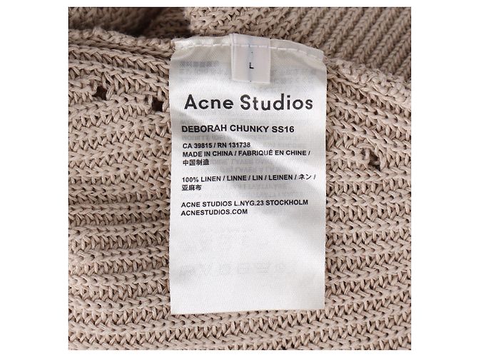 Suéter de linha marrom com decote redondo da Acne Studios - vista 5