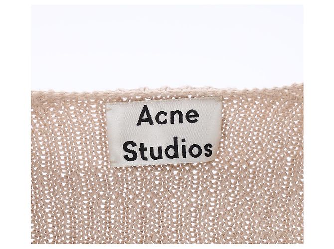 Suéter de linha marrom com decote redondo da Acne Studios - vista 9