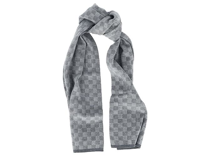 Sciarpa Néo Petit Damier Louis Vuitton in lana grigia Grigio - vista 2