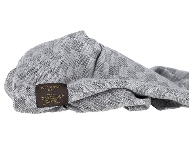 Sciarpa Néo Petit Damier Louis Vuitton in lana grigia Grigio - vista 3