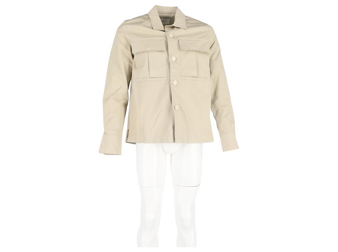 Camicia a maniche lunghe Ami con tasche in cotone beige - vista 4