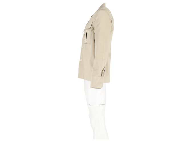 Camicia a maniche lunghe Ami con tasche in cotone beige - vista 5