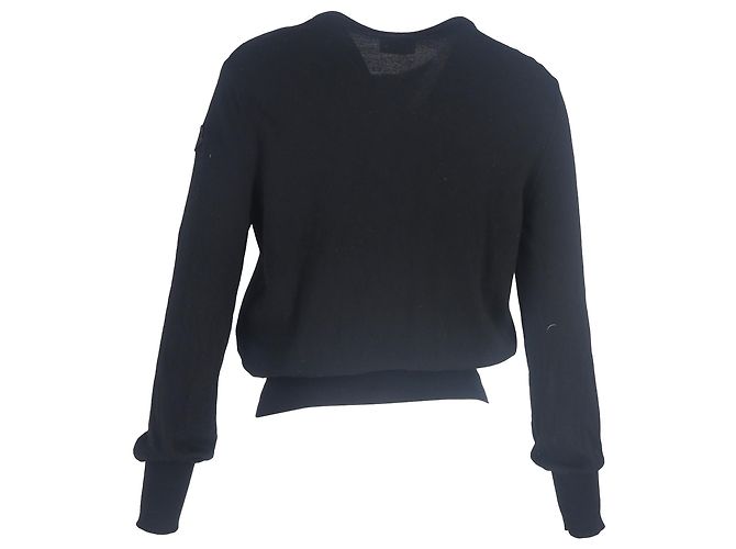 Moncler Cardigan mit Reißverschlussdetails aus schwarzer Wolle und Polyester - Ansicht 3