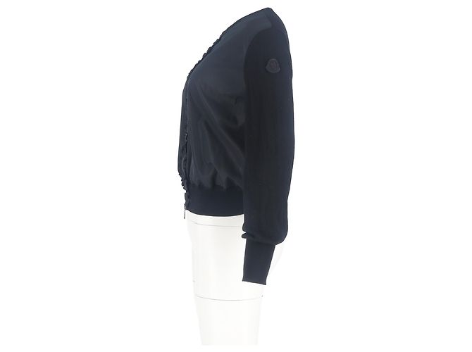 Moncler Cardigan mit Reißverschlussdetails aus schwarzer Wolle und Polyester - Ansicht 5