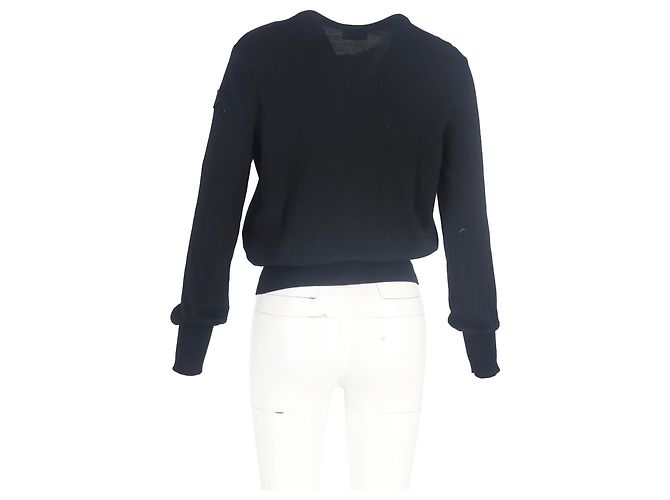 Moncler Cardigan mit Reißverschlussdetails aus schwarzer Wolle und Polyester - Ansicht 6