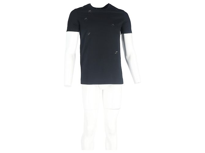 Camiseta de gola redonda estampada com abelha Dior em algodão preto - vista 4