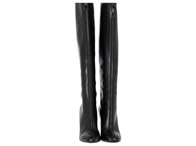 Tom Ford Front Zipped High-Heeled Knee-High Boots in Black Leather - view 2