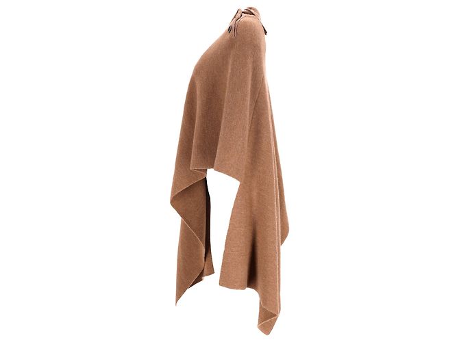 Braune Wollstrick-Cape mit Knöpfen von Chloé - Ansicht 2