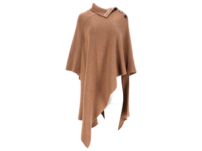 Braune Wollstrick-Cape mit Knöpfen von Chloé - Ansicht 6