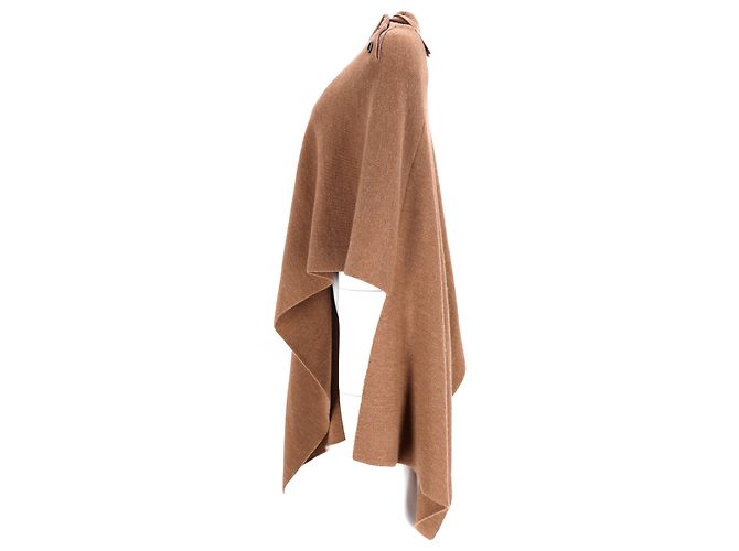Braune Wollstrick-Cape mit Knöpfen von Chloé - Ansicht 7