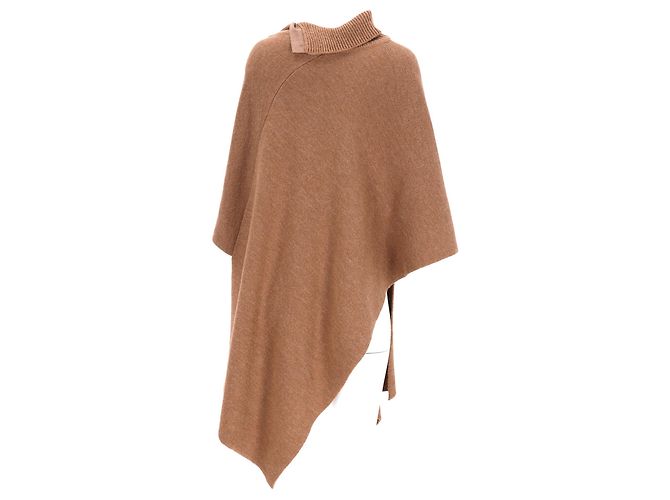 Braune Wollstrick-Cape mit Knöpfen von Chloé - Ansicht 8