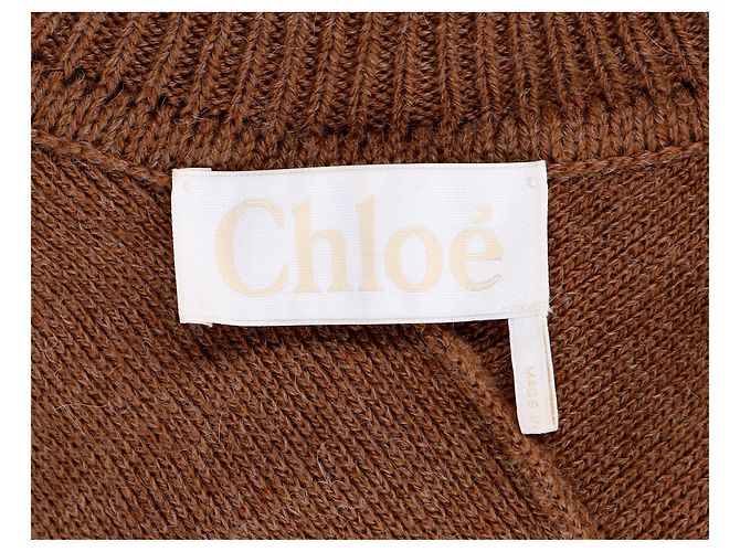 Braune Wollstrick-Cape mit Knöpfen von Chloé - Ansicht 9