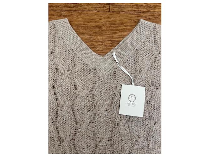 Peserico Strickpullover mit V-Ausschnitt Sand - Ansicht 2