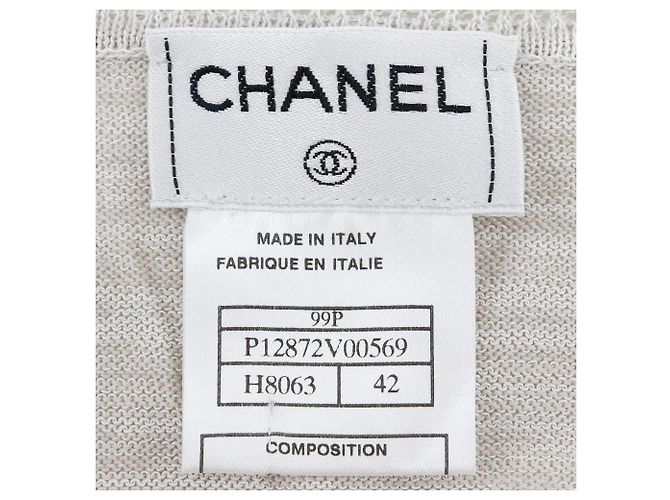Chanel Logo Baumwollcardigan P12872V00569 Beige - Ansicht 7
