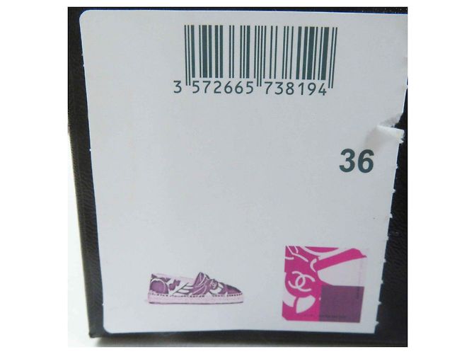 Chanel COCO Mark Espadrilles aus Jute-Leinen 36 Lila - Ansicht 11