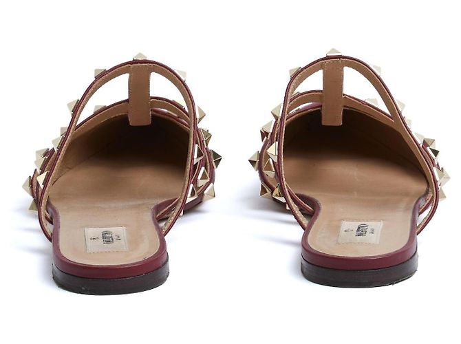 Valentino Garavani Valentino Rockstud Mules EU38.5 Dunkelrote Lederflats Schuhe UK5.5 US8 Bordeaux - Ansicht 4