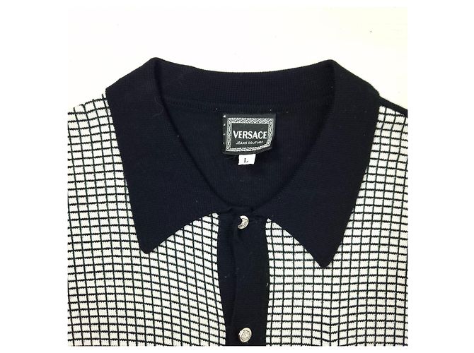 Versace Jeans Couture Camicia a quadri vintage Versace Nero Bianco - vista 4