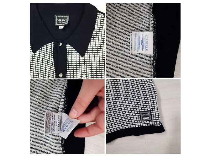 Versace Jeans Couture Camicia a quadri vintage Versace Nero Bianco - vista 8