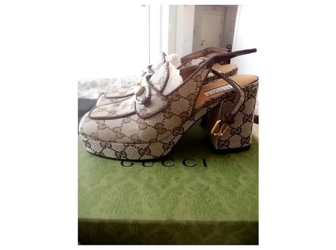 Gucci GG Kid Scamosciato Originale D'oro Sabbia Marrone scuro - vista 5