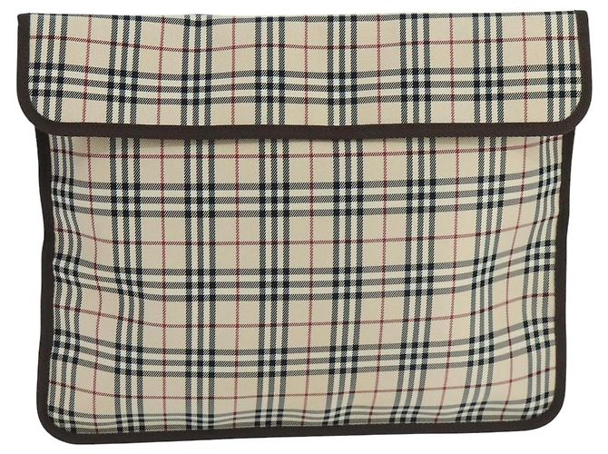 Burberry Nova Check Clutch Bag aus Canvas Beige Auth ti2483 - Ansicht 2