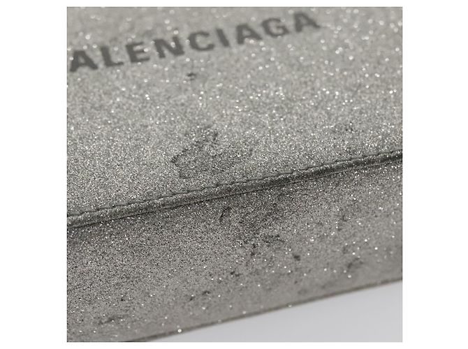 Borsa a tracolla BALENCIAGA Borsa per fotocamera in pelle argento 552372 Auth bs20585 - vista 10