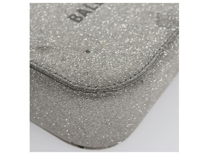 Borsa a tracolla BALENCIAGA Borsa per fotocamera in pelle argento 552372 Auth bs20585 - vista 11