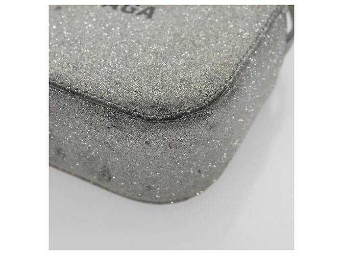 Borsa a tracolla BALENCIAGA Borsa per fotocamera in pelle argento 552372 Auth bs20585 - vista 12